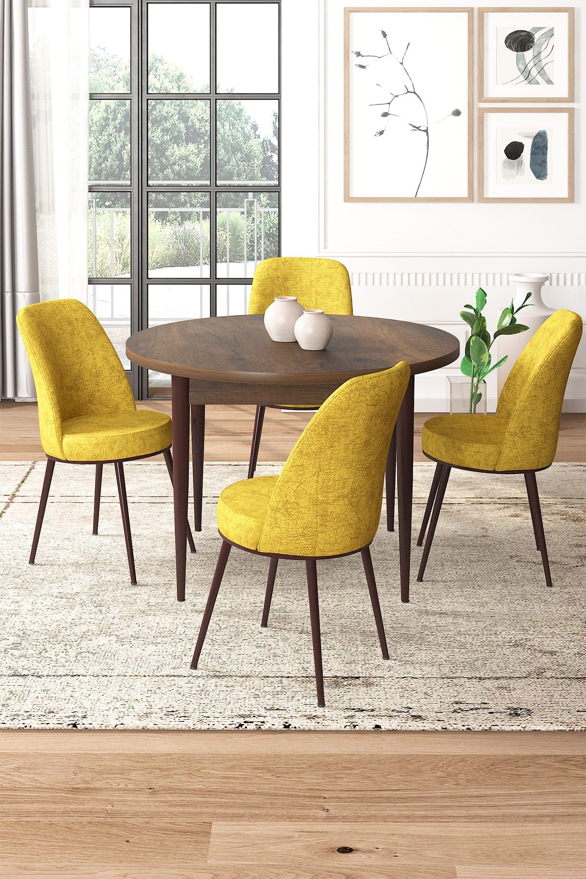 Conjunto de mesa de jantar e cadeiras (5 peças)-Tor-Barroco
Mostarda