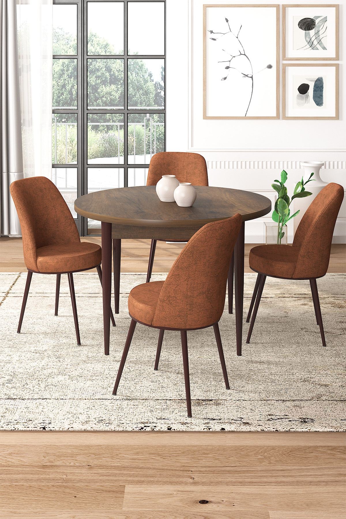 Conjunto de mesa de jantar e cadeiras (5 peças)-Tor-Barroco
Azulejo Vermelho