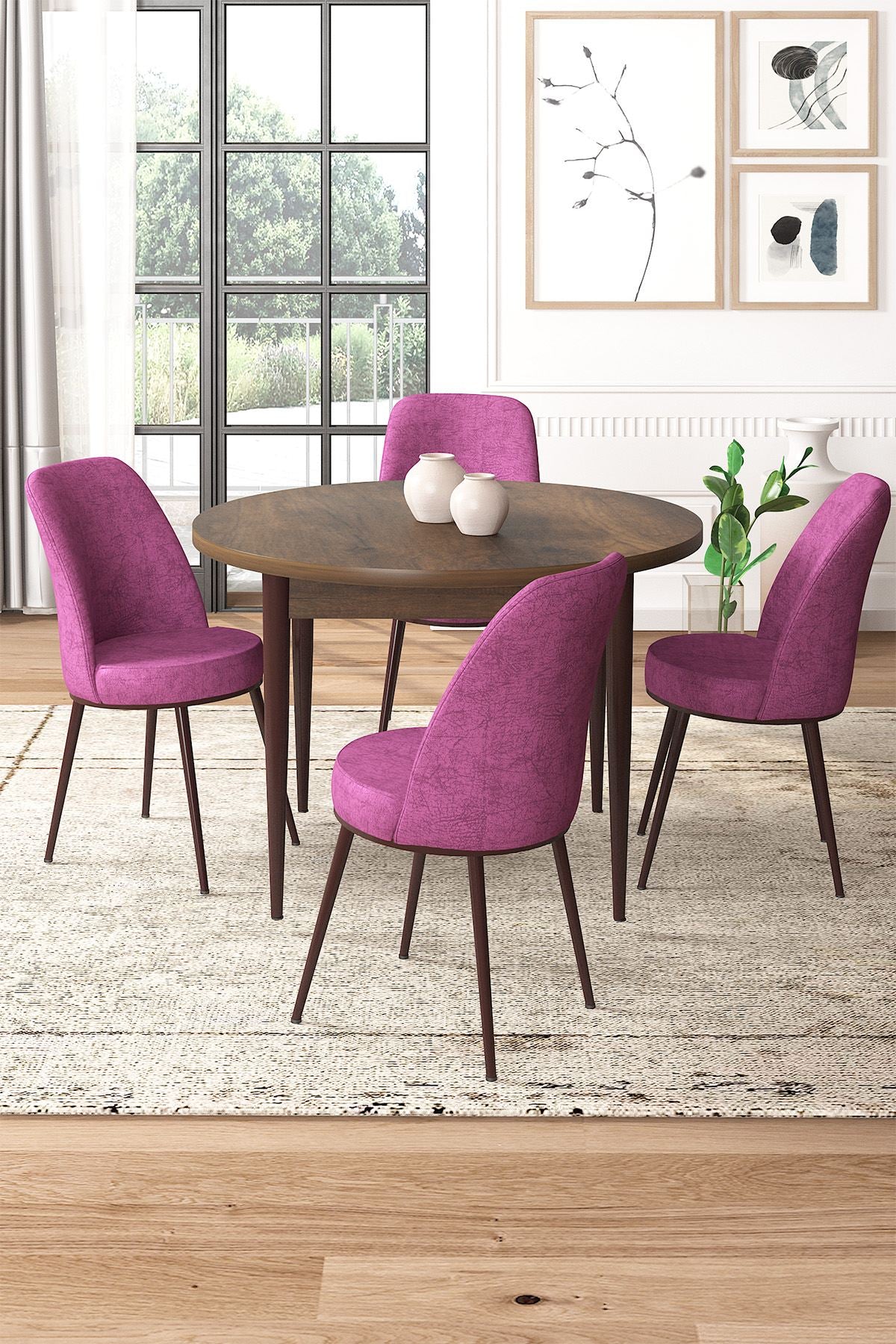 Conjunto de mesa de jantar e cadeiras (5 peças)-Tor-Barroco
Roxo