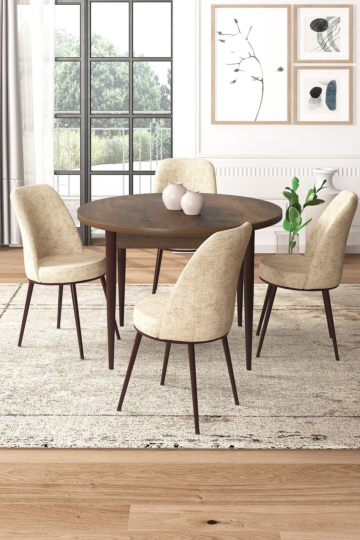 Conjunto de mesa de jantar e cadeiras (5 peças)-Tor-Barroco
Creme