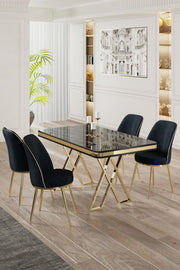 Conjunto de mesa de jantar e cadeiras (5 peças)-Vals-Marlène Negro
Dourado
Antracite