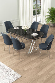 Conjunto de mesa de jantar e cadeiras (7 peças)-Lai-Mármore Preto
Cromo
Antracite