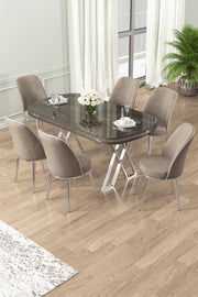 Conjunto de mesa de jantar e cadeiras (7 peças)-Lai-Antracite
Cromo
Cappuccino
