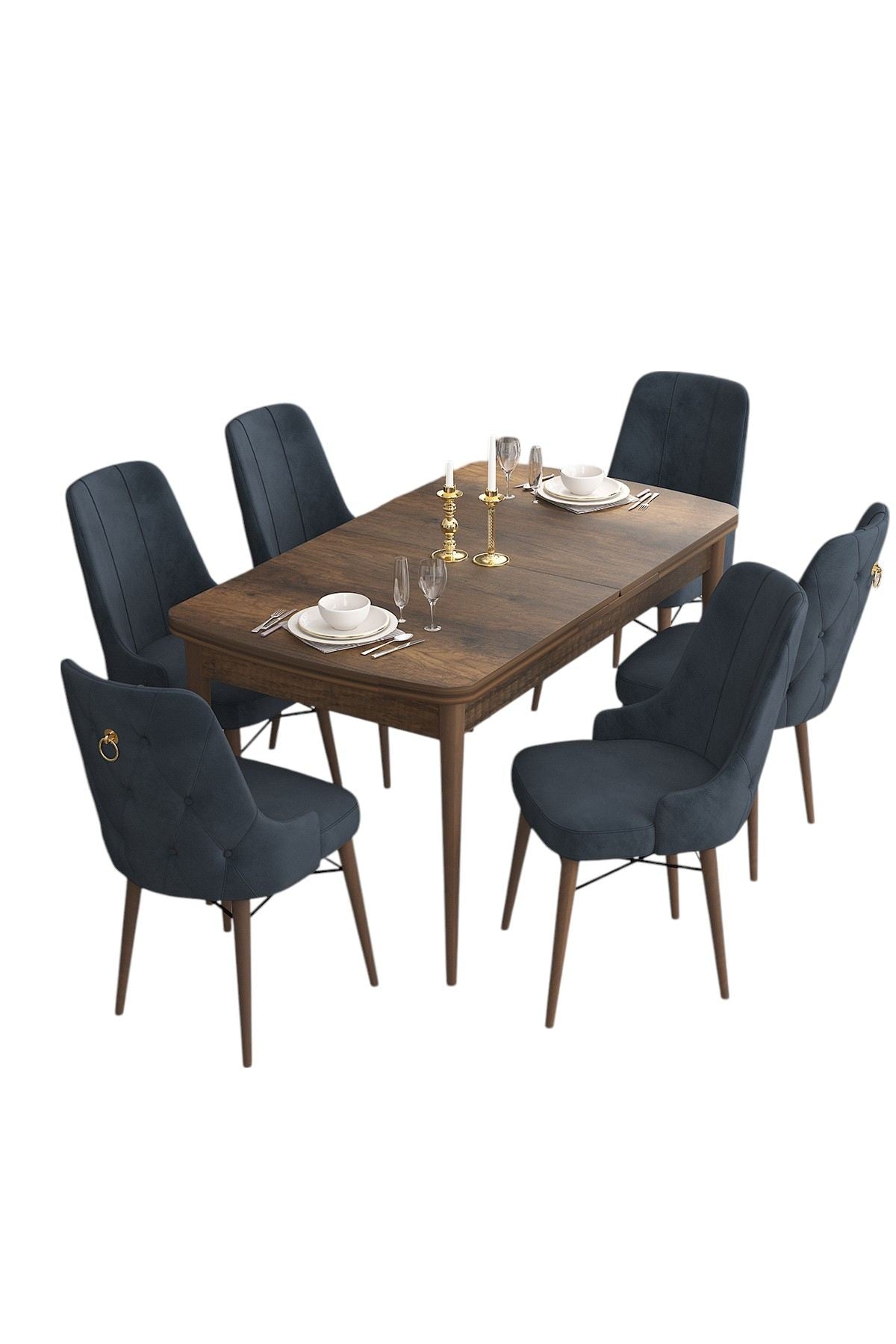 Conjunto de mesa de jantar extensível e cadeiras (7 peças)-Are-Barroco
Antracite