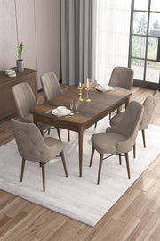 Conjunto de mesa de jantar extensível e cadeiras (7 peças)-Are-Barroco
Cappuccino