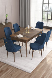 Conjunto de mesa de jantar extensível e cadeiras (7 peças)-Are-Barroco
Azul-marinho