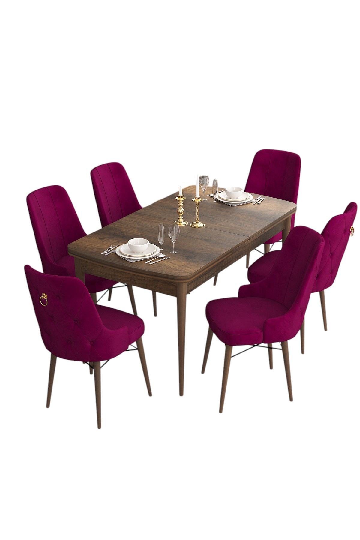 Conjunto de mesa de jantar extensível e cadeiras (7 peças)-Are-Barroco
Ameixa