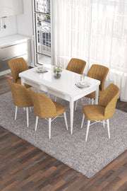 Conjunto de mesa de jantar extensível e cadeiras (7 peças)-Eva-Branco
Cappuccino