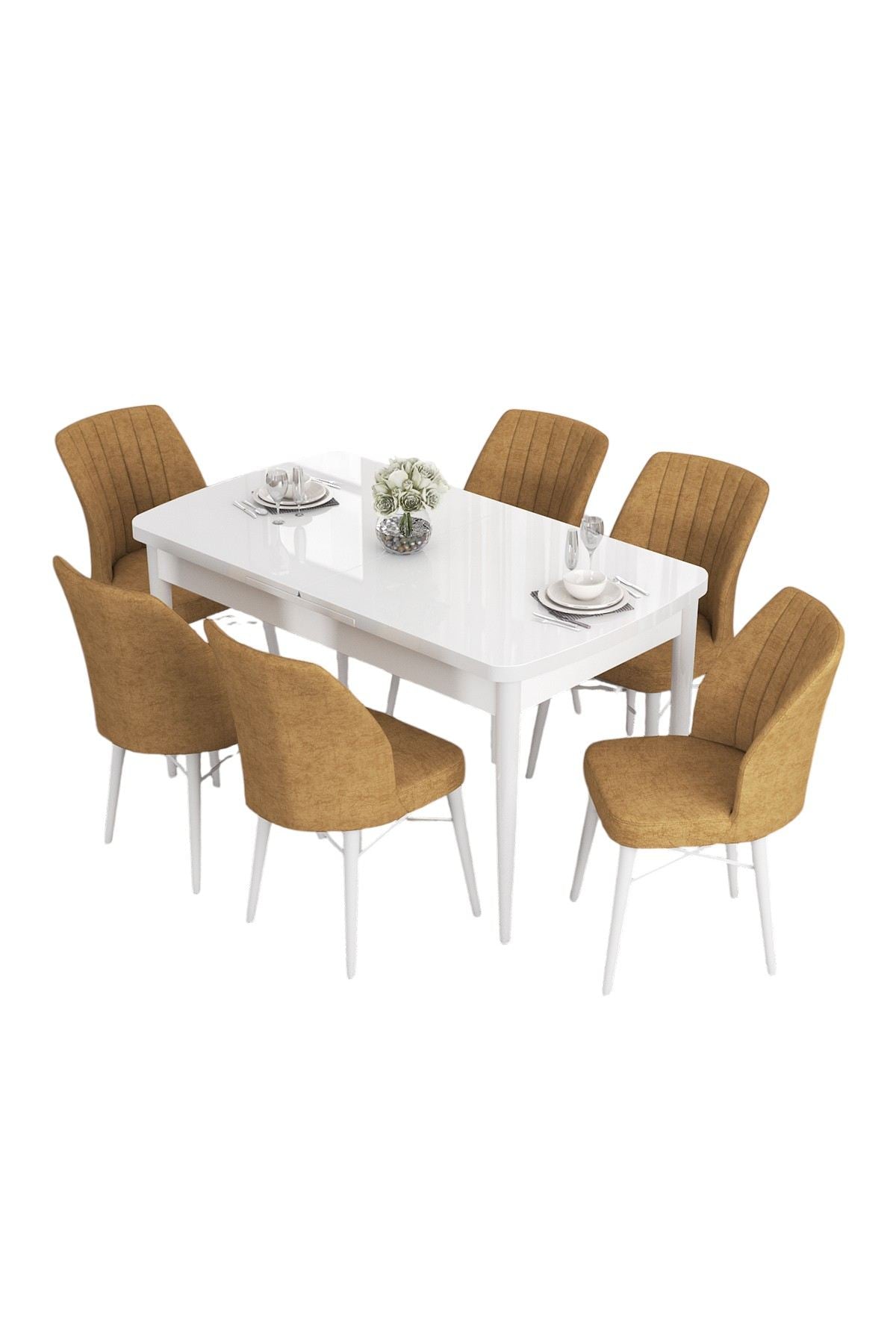 Conjunto de mesa de jantar extensível e cadeiras (7 peças)-Eva-Branco
Cappuccino