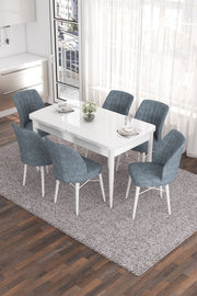 Conjunto de mesa de jantar extensível e cadeiras (7 peças)-Eva-Branco
Cinza