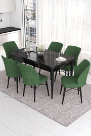 Conjunto de mesa de jantar extensível e cadeiras (7 peças)-Eva-Mármore Preto
Cáqui