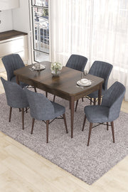Conjunto de mesa de jantar extensível e cadeiras (7 peças)-Eva-Barroco
Fumaça