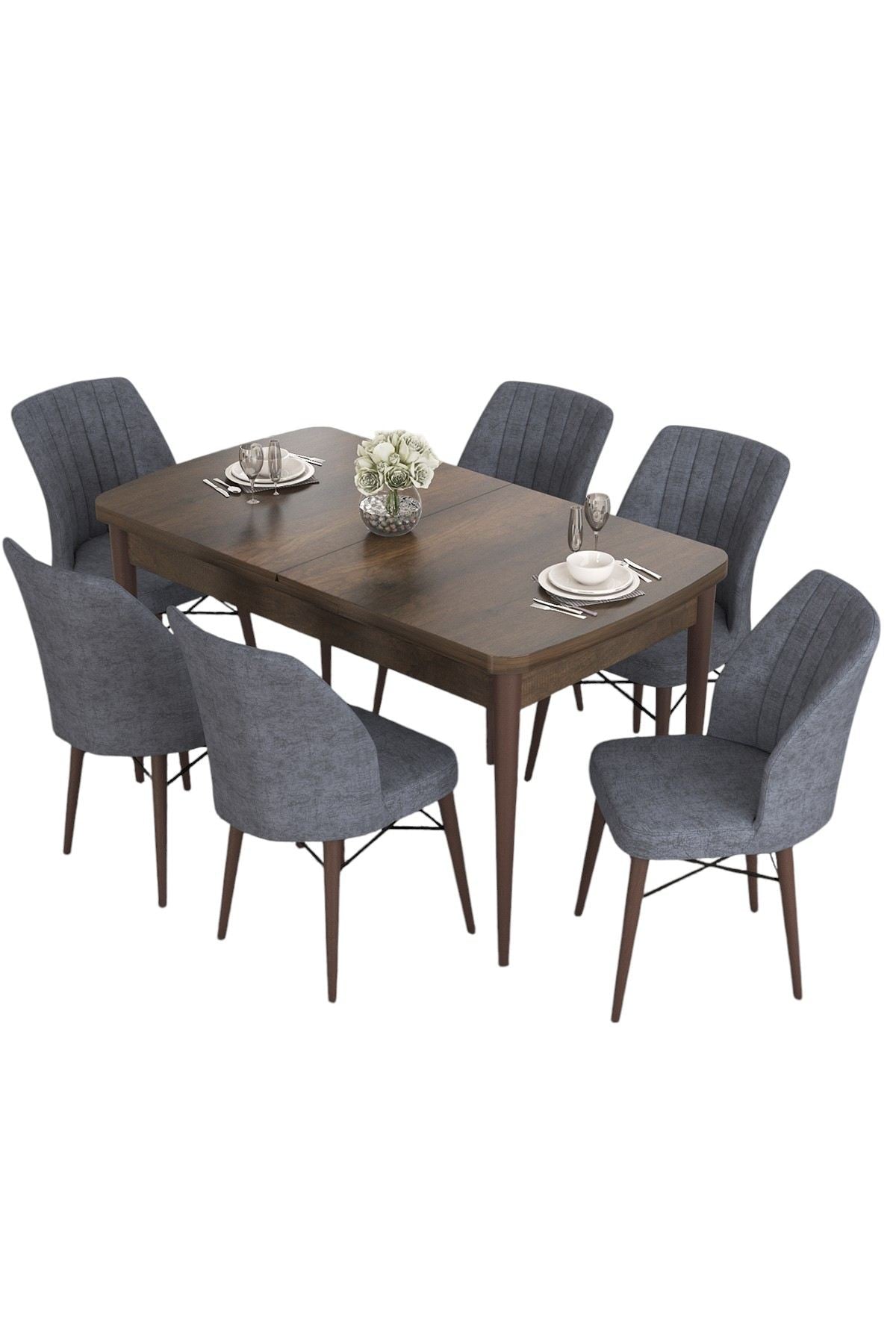 Conjunto de mesa de jantar extensível e cadeiras (7 peças)-Eva-Barroco
Fumaça