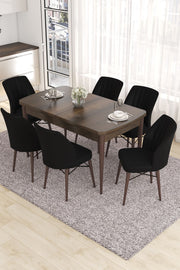 Conjunto de mesa de jantar extensível e cadeiras (7 peças)-Eva-Barroco
Preto