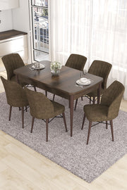 Conjunto de mesa de jantar extensível e cadeiras (7 peças)-Eva-Barroco
Marrom
