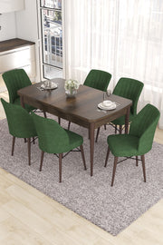Conjunto de mesa de jantar extensível e cadeiras (7 peças)-Eva-Barroco
Cáqui