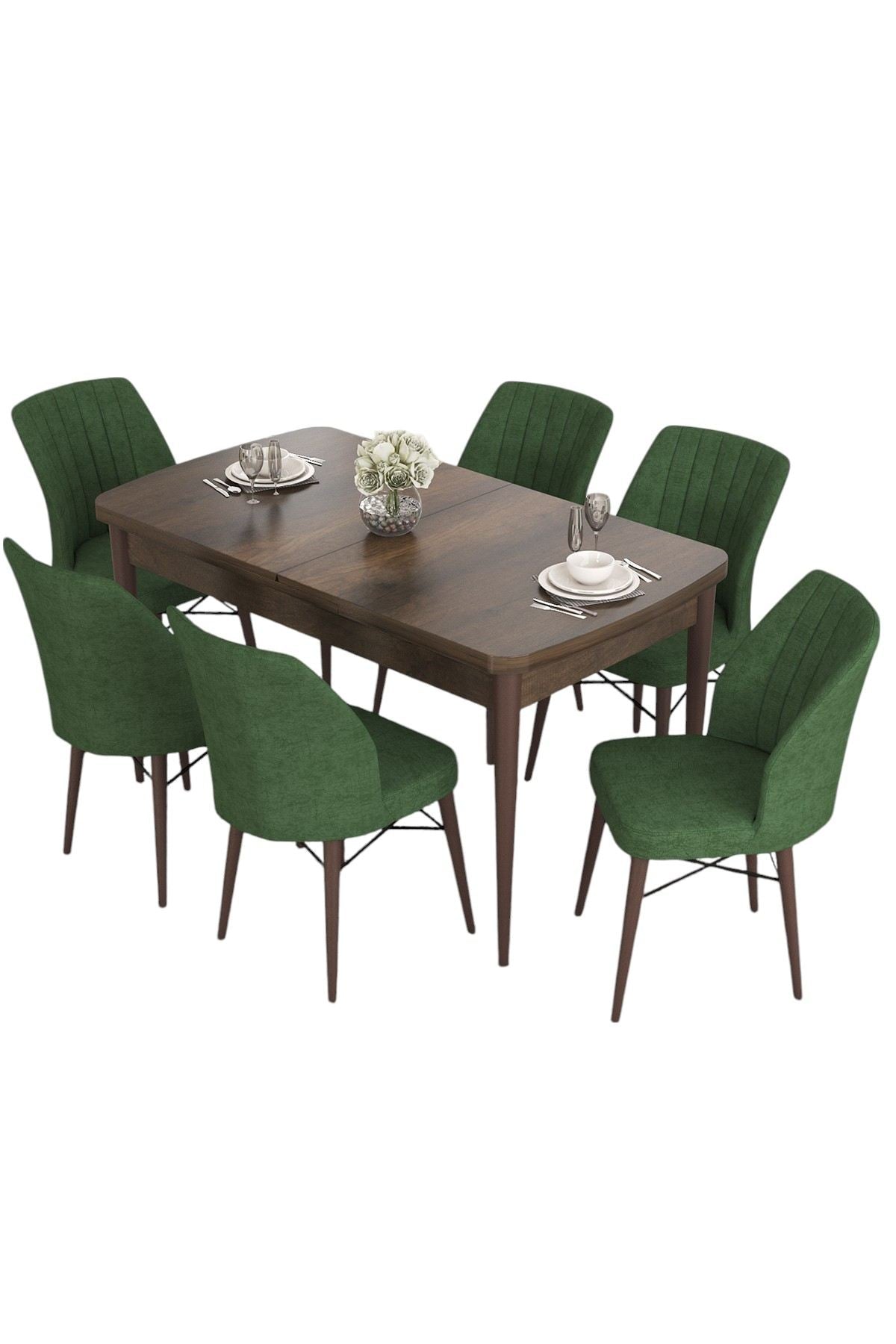 Conjunto de mesa de jantar extensível e cadeiras (7 peças)-Eva-Barroco
Cáqui