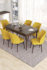 Conjunto de mesa de jantar extensível e cadeiras (7 peças)-Eva-Barroco
Mostarda