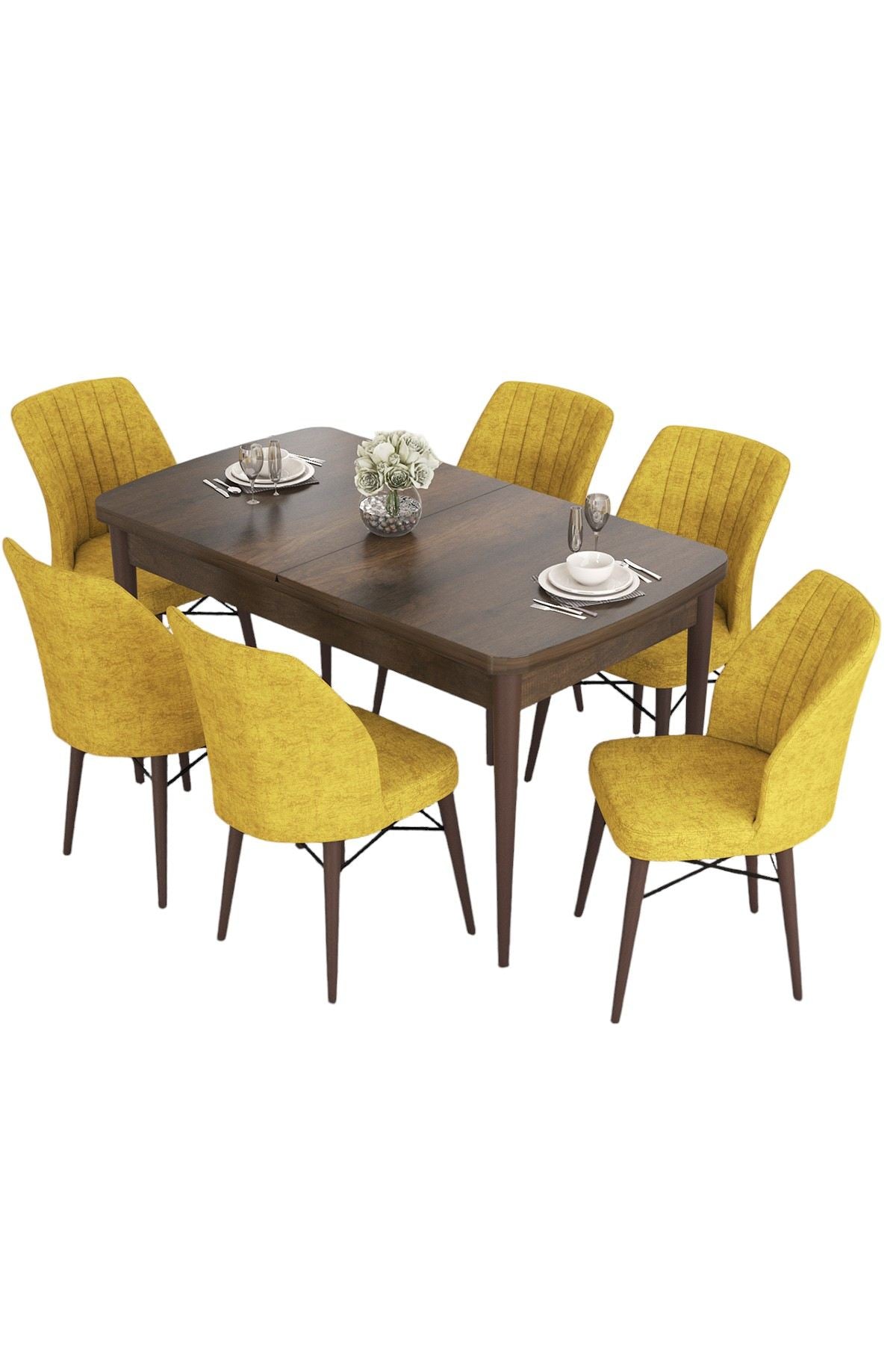 Conjunto de mesa de jantar extensível e cadeiras (7 peças)-Eva-Barroco
Mostarda