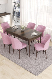 Conjunto de mesa de jantar extensível e cadeiras (7 peças)-Eva-Barroco
Rosa