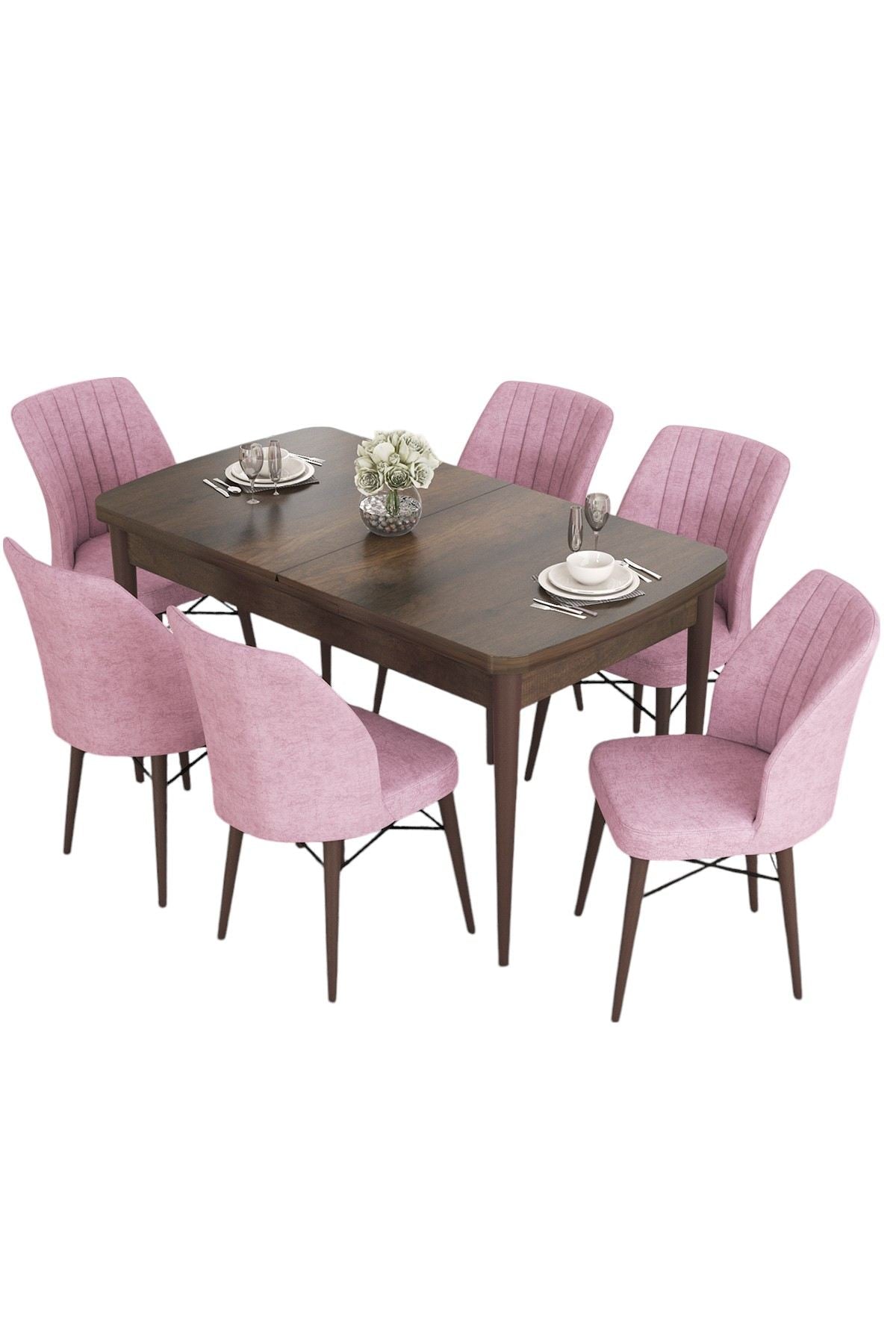 Conjunto de mesa de jantar extensível e cadeiras (7 peças)-Eva-Barroco
Rosa