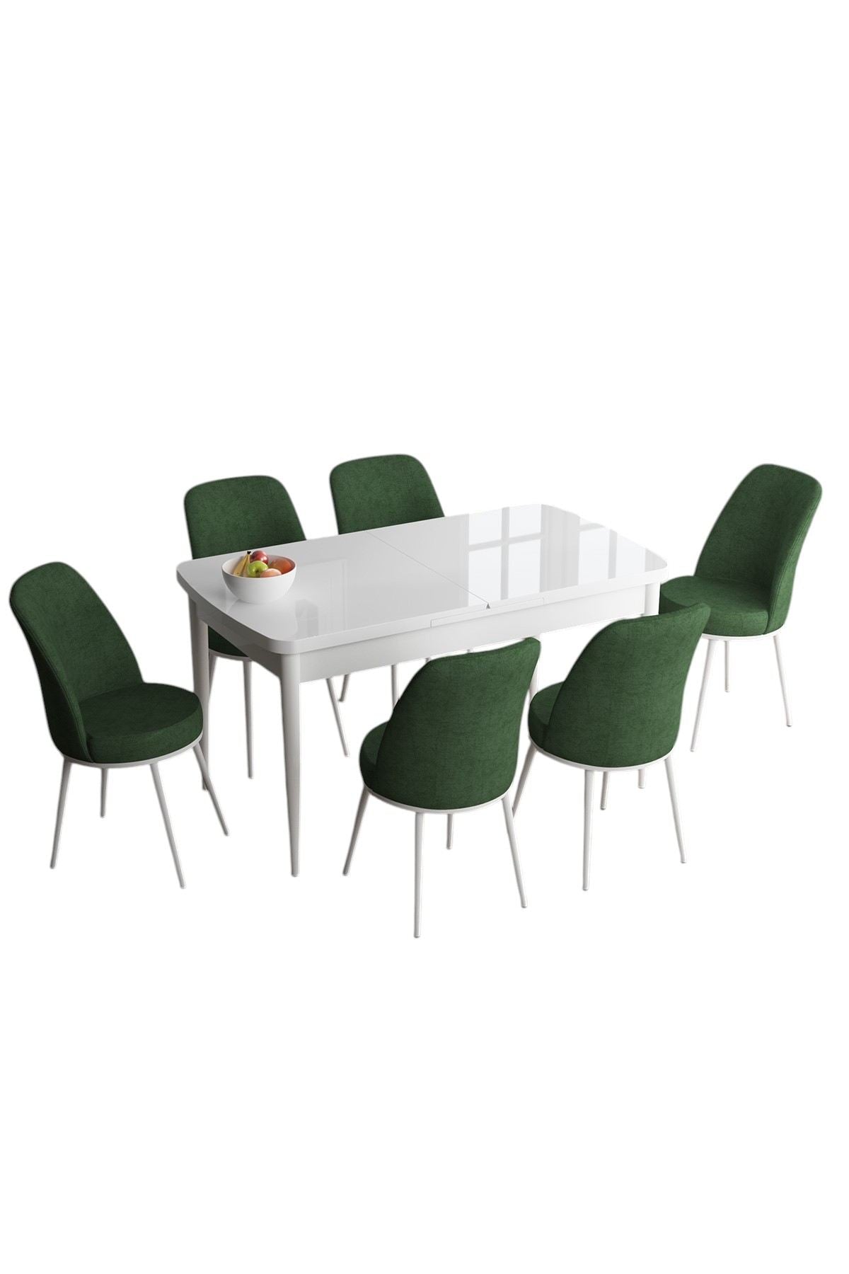 Conjunto de mesa de jantar extensível e cadeiras (7 peças)-Han-Branco
Cáqui