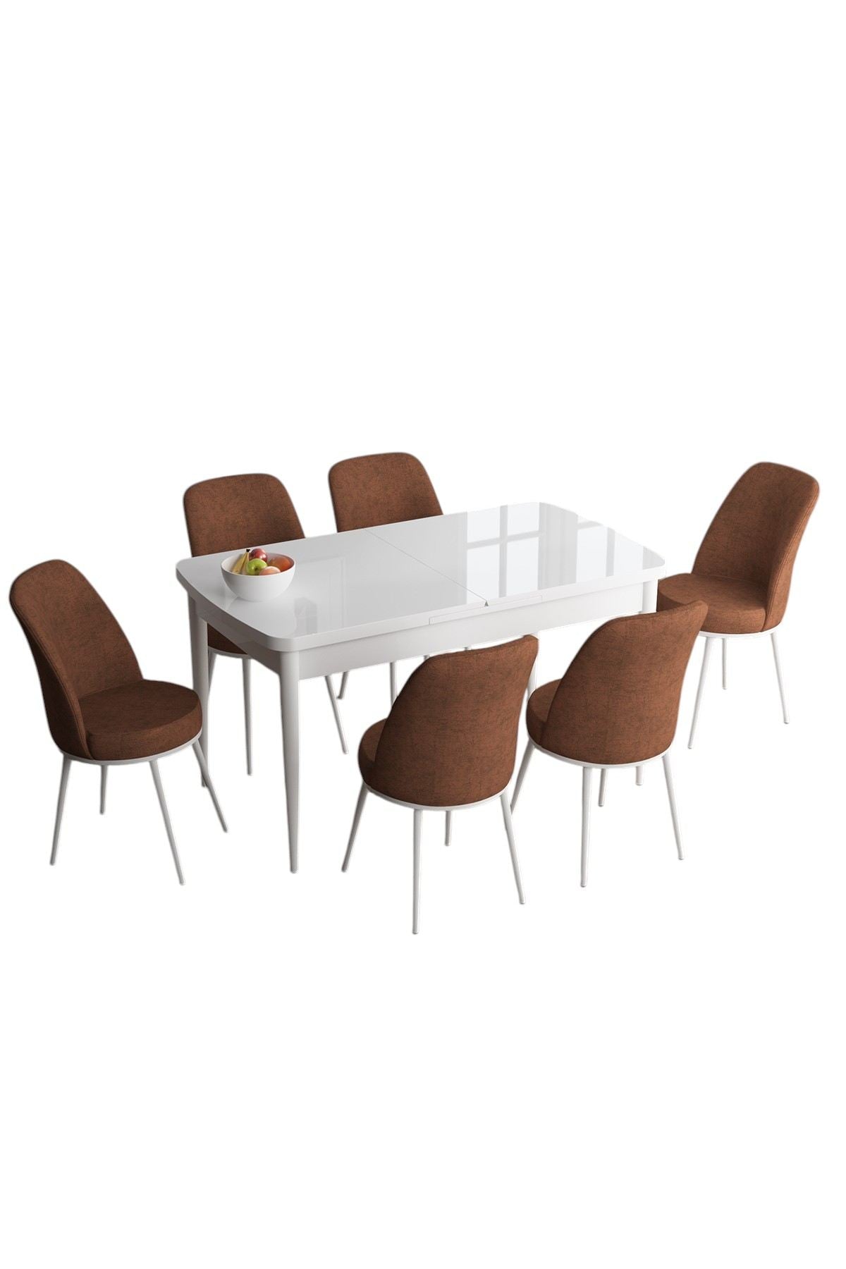 Conjunto de mesa de jantar extensível e cadeiras (7 peças)-Han-Branco
Azulejo Vermelho