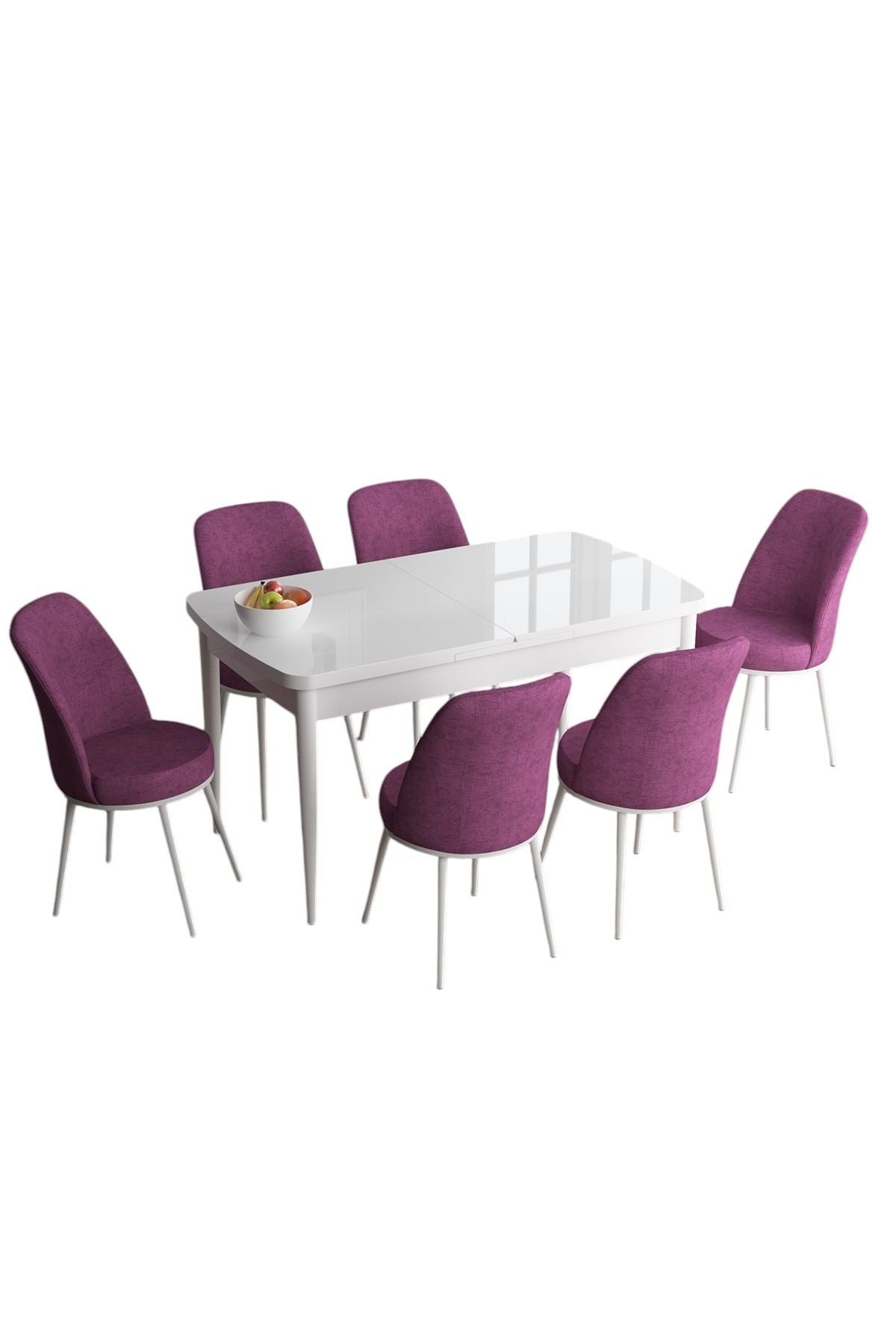 Conjunto de mesa de jantar extensível e cadeiras (7 peças)-Han-Branco
Roxo