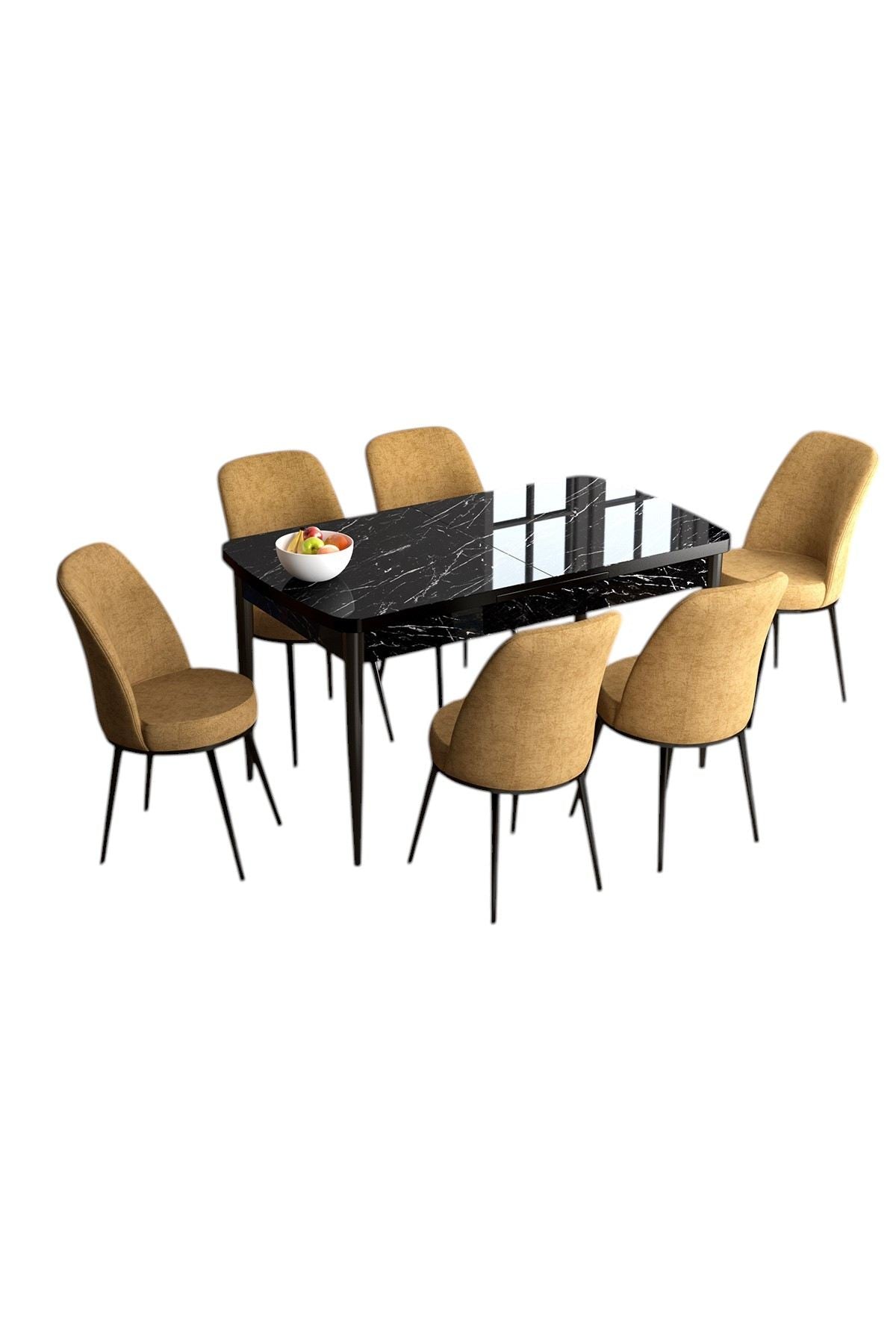 Conjunto de mesa de jantar extensível e cadeiras (7 peças)-Han-Mármore Preto
Cappuccino