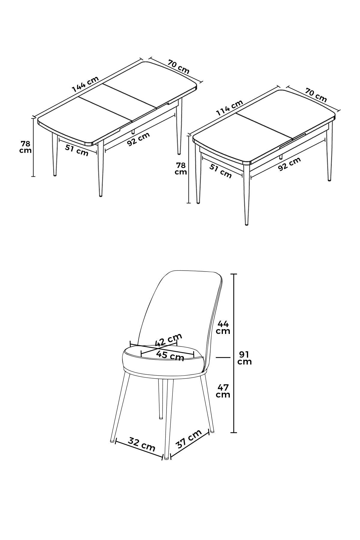 Conjunto de mesa de jantar extensível e cadeiras (7 peças)-Han-Mármore Preto
Rosa