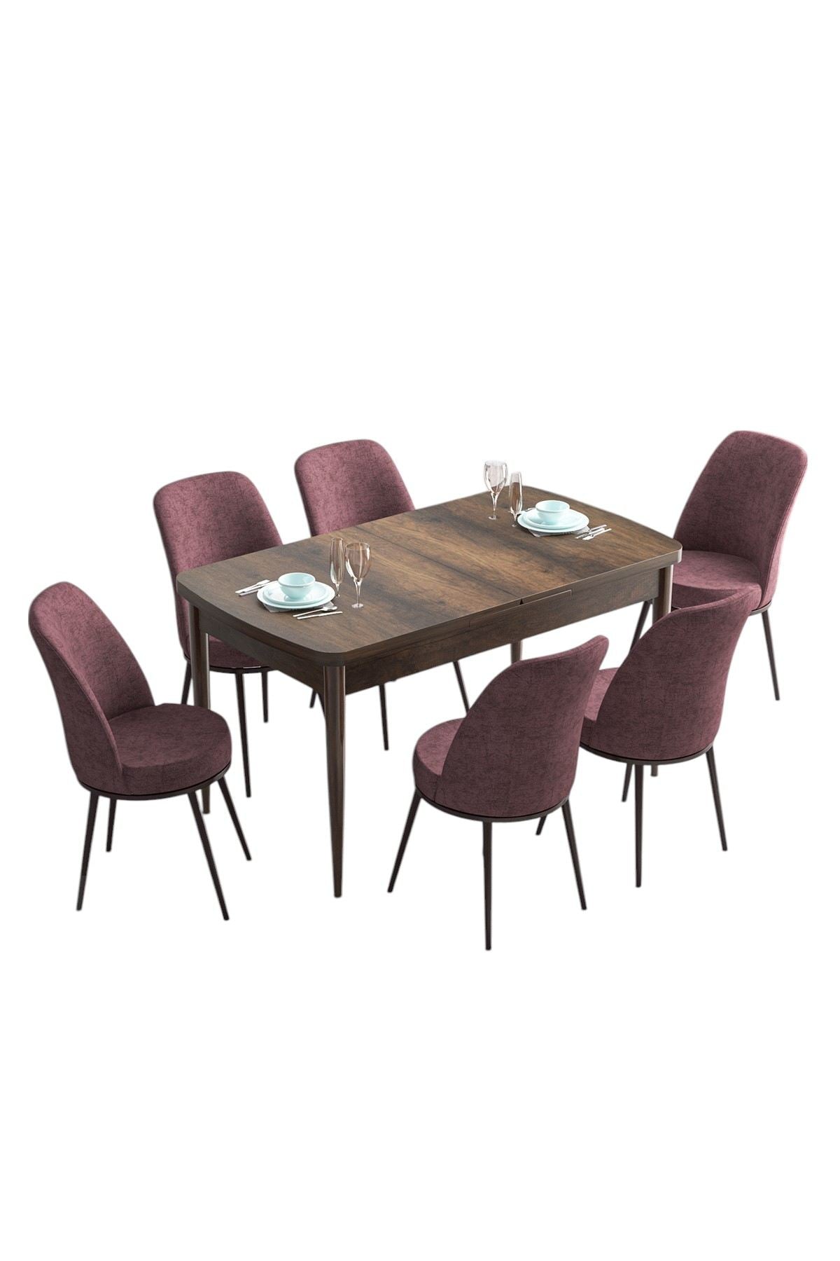 Conjunto de mesa de jantar extensível e cadeiras (7 peças)-Han-Barroco
Rosa Empoeirado