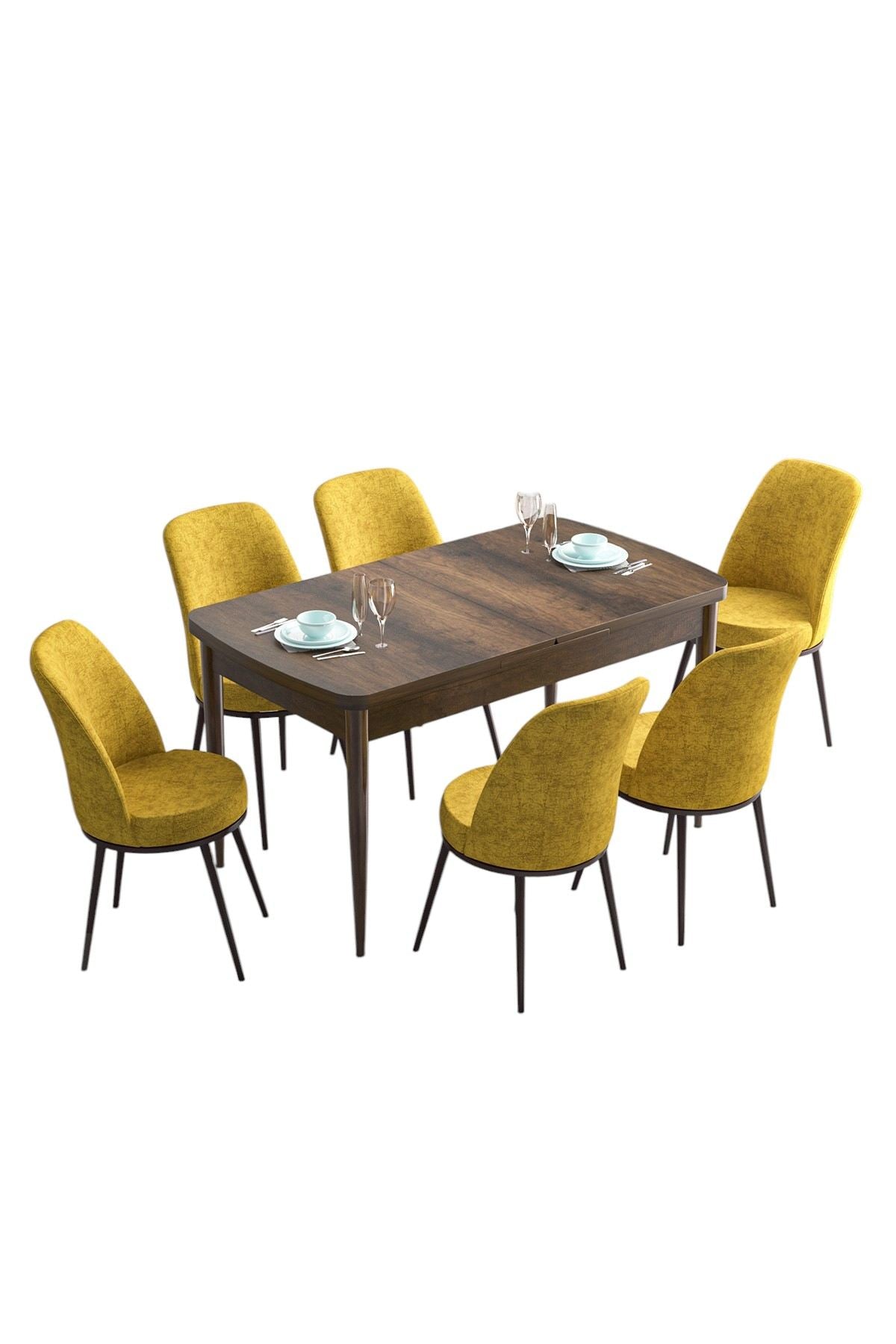 Conjunto de mesa de jantar extensível e cadeiras (7 peças)-Han-Barroco
Mostarda
