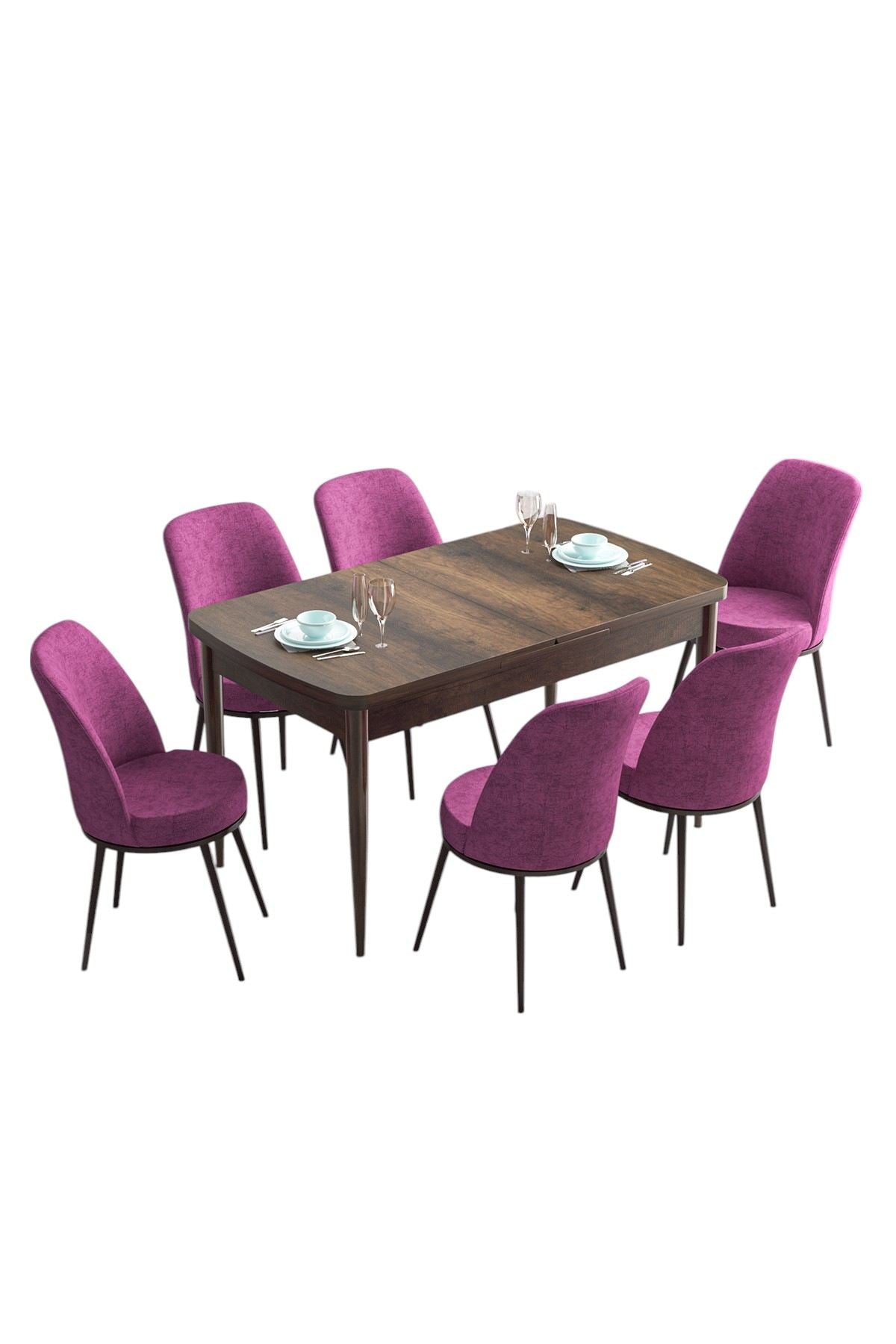 Conjunto de mesa de jantar extensível e cadeiras (7 peças)-Han-Barroco
Roxo