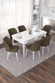 Conjunto de mesa de jantar extensível e cadeiras (7 peças)-Nef-Branco
Marrom