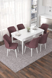 Conjunto de mesa de jantar extensível e cadeiras (7 peças)-Nef-Branco
Rosa empoeirado