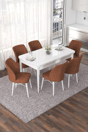 Conjunto de mesa de jantar extensível e cadeiras (7 peças)-Nef-Branco
Azulejo Vermelho