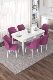 Conjunto de mesa de jantar extensível e cadeiras (7 peças)-Nef-Branco
Roxo