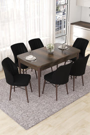 Conjunto de mesa de jantar extensível e cadeiras (7 peças)-Nef-Barroco
Preto