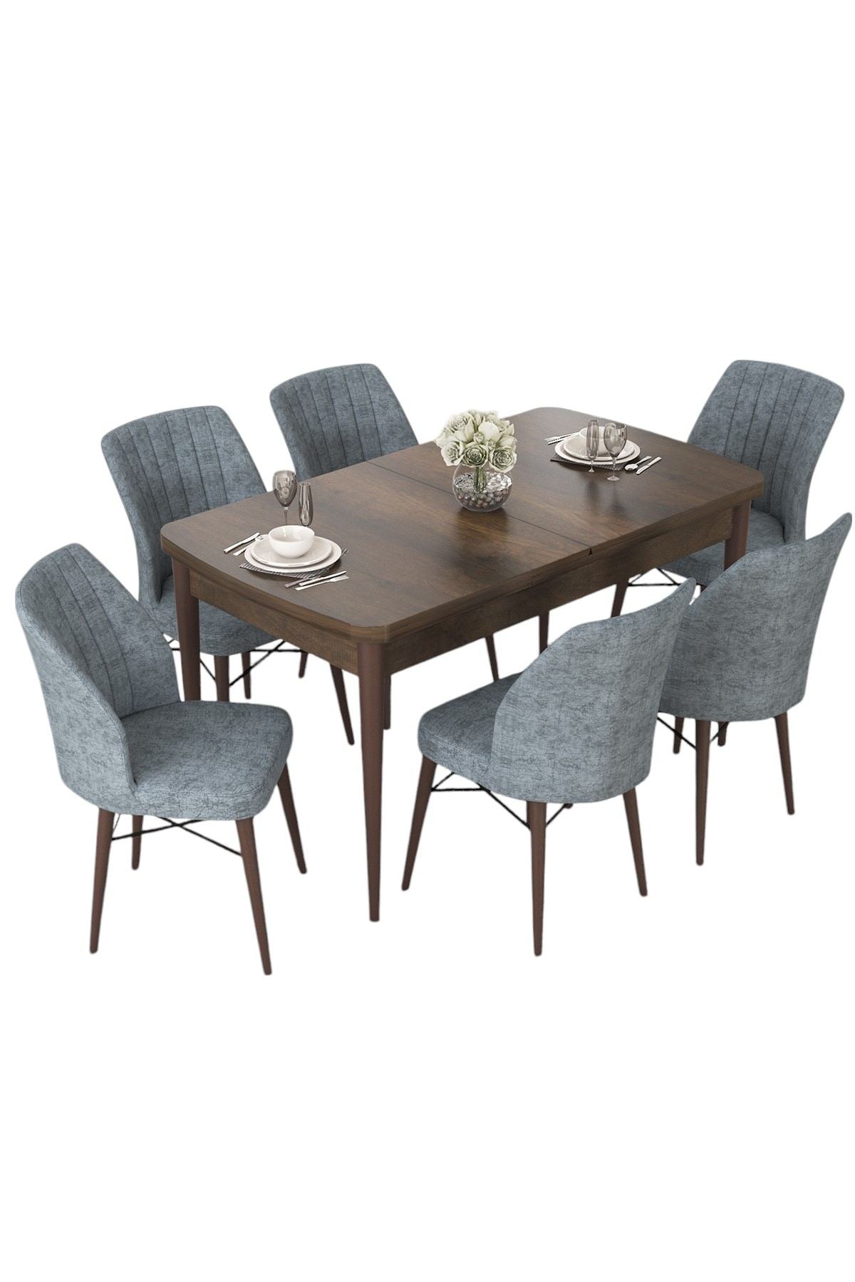 Conjunto de mesa de jantar extensível e cadeiras (7 peças)-Nef-Barroco
Cinza