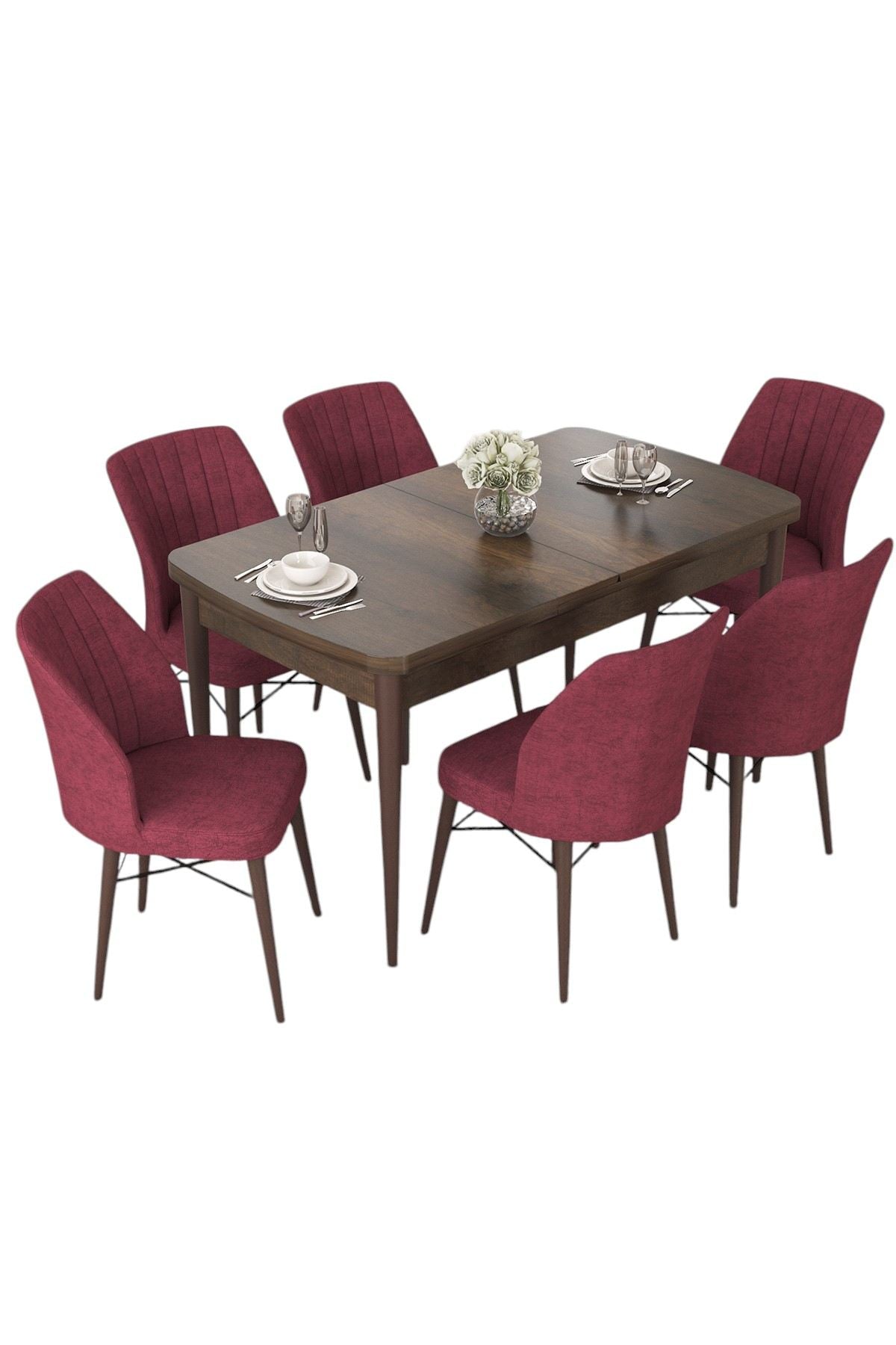 Conjunto de mesa de jantar extensível e cadeiras (7 peças)-Nef-Barroco
Borgonha
