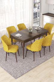 Conjunto de mesa de jantar extensível e cadeiras (7 peças)-Nef-Barroco
Mostarda
