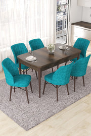 Conjunto de mesa de jantar extensível e cadeiras (7 peças)-Nef-Barroco
Turquesa