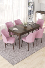 Conjunto de mesa de jantar extensível e cadeiras (7 peças)-Nef-Barroco
Rosa