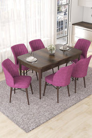 Conjunto de mesa de jantar extensível e cadeiras (7 peças)-Nef-Barroco
Roxo