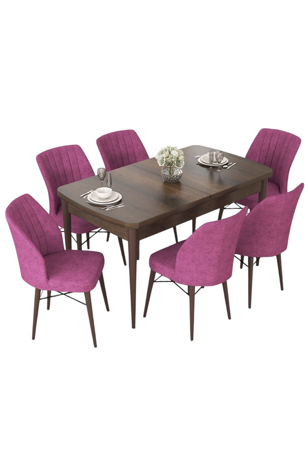 Conjunto de mesa de jantar extensível e cadeiras (7 peças)-Nef-Barroco
Roxo