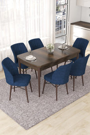 Conjunto de mesa de jantar extensível e cadeiras (7 peças)-Nef-Barroco
Azul-marinho