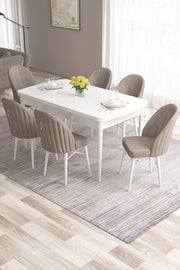 Conjunto de mesa de jantar extensível e cadeiras (7 peças)-Roz-Branco
Cappuccino