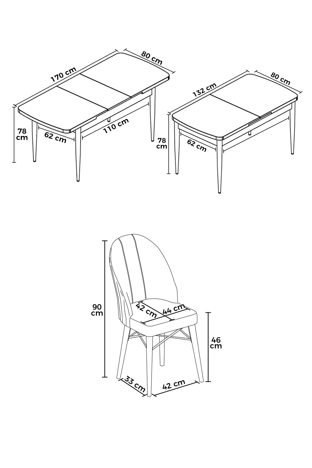 Conjunto de mesa de jantar extensível e cadeiras (7 peças)-Roz-Branco
Rosa