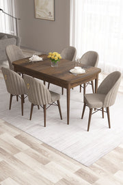 Conjunto de mesa de jantar extensível e cadeiras (7 peças)-Roz-Barroco
Cappuccino