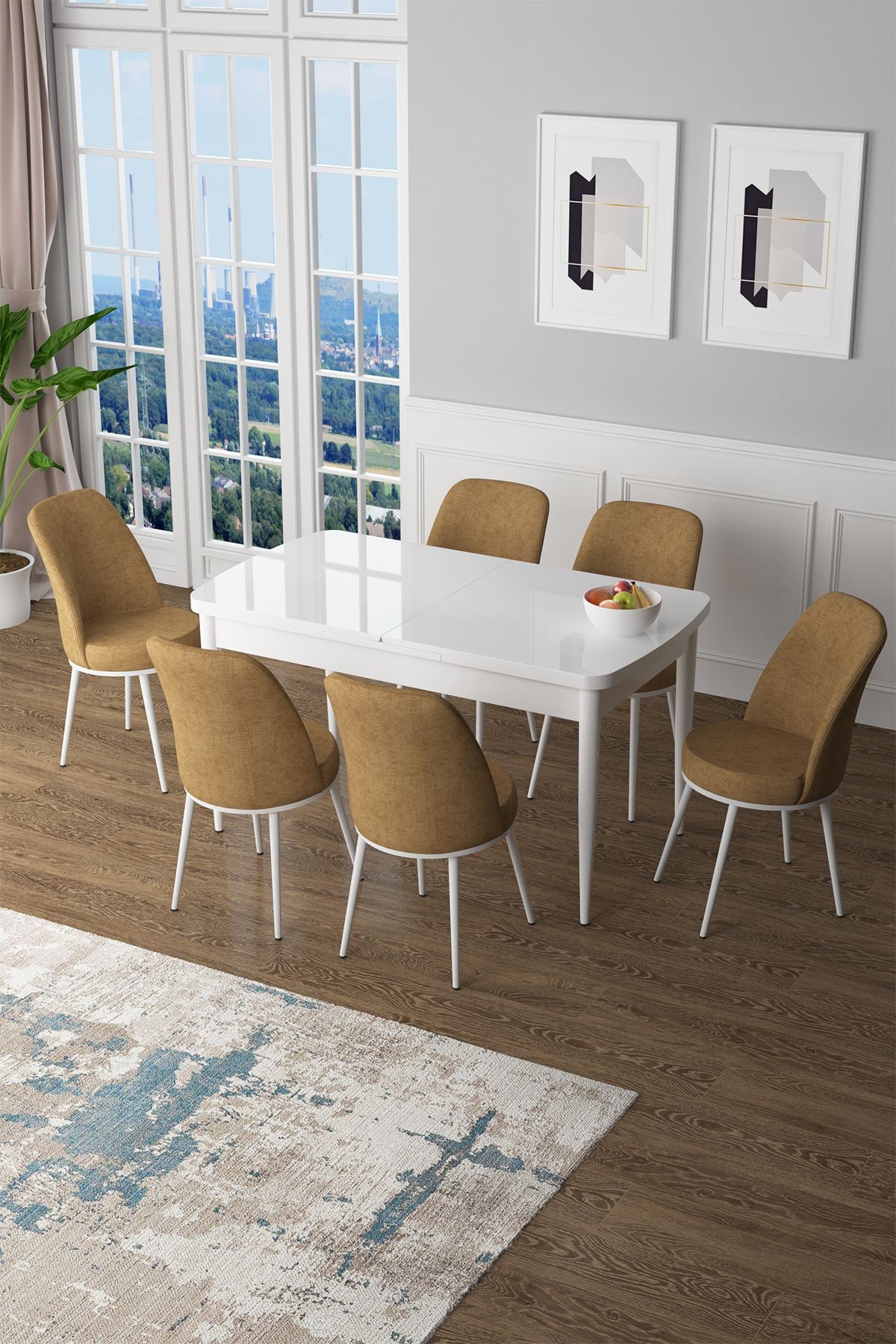 Conjunto de mesa de jantar extensível e cadeiras (7 peças)-Zen-Branco
Cappuccino